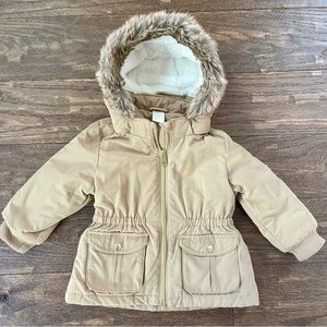 H&M 9-12m Tan Jacket with Fur